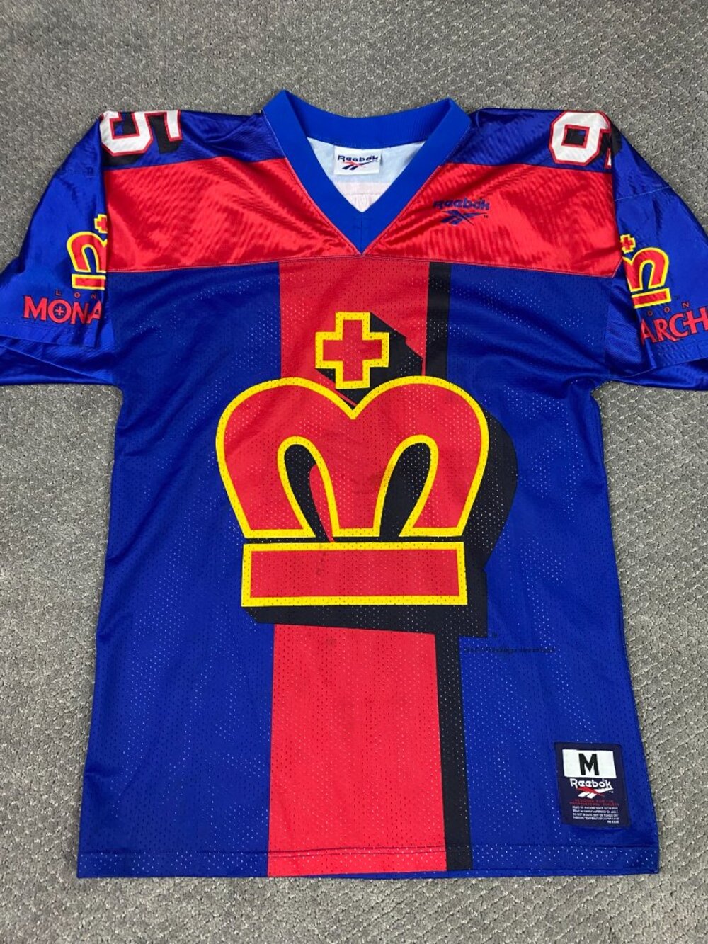 Vintage Reebok London Monarchs Jersey Medium WLAF World League American Football